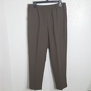Alfred Dunner Brown Pinstripe Pull-On Pants, Size 10